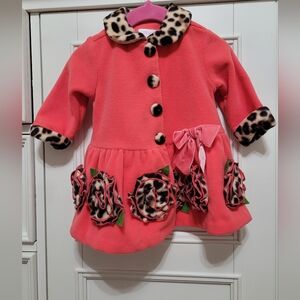 💥 3/$24 Bonnie Baby Coral Fleece Coat with Leopard Details‎